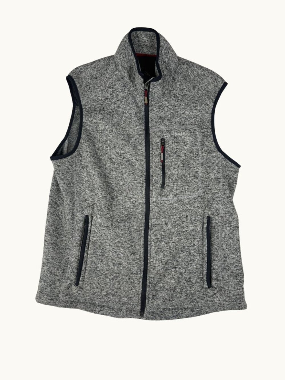 Orvis Sweater Fleece Full Zip Vest Men's XL Heather Grey Zip Pockets